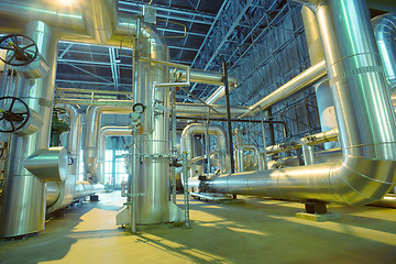 Image showing Industrial zone, Steel pipelines, valves and cables