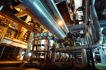 Image showing Industrial zone, Steel pipelines, valves and pumps