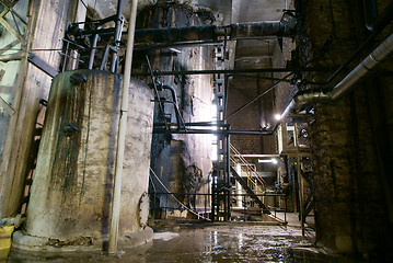 Image showing Old creepy, dark, decaying, destructive, dirty factory