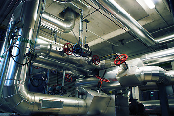 Image showing Industrial Steel  pipelines and valves