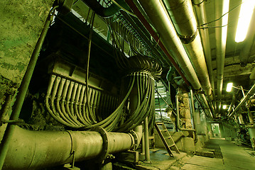 Image showing Industrial zone, Steel pipelines and valves