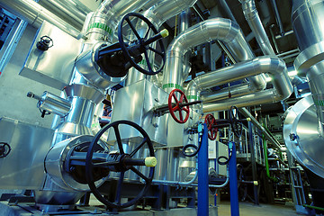 Image showing Industrial Steel  pipelines and valves