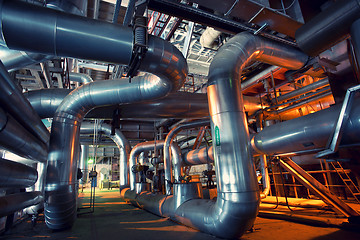 Image showing Industrial zone, Steel pipelines, valves and pumps