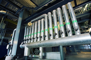 Image showing Industrial zone, Steel pipelines, valves and pumps