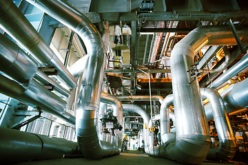 Image showing Industrial zone, Steel pipelines, valves and pumps