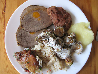 Image showing beef meat and eggplant