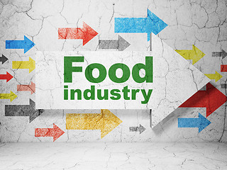 Image showing Manufacuring concept: arrow with Food Industry on grunge wall background