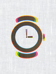 Image showing Time concept: Watch on fabric texture background