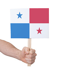 Image showing Hand holding small card - Flag of Panama