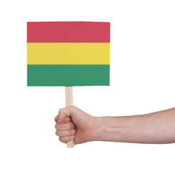 Image showing Hand holding small card - Flag of Bolivia