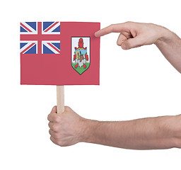 Image showing Hand holding small card - Flag of Bermuda