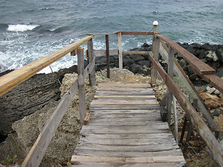 Image showing old wooden end of coast 