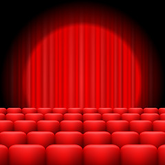 Image showing Red Curtains with Spotlight