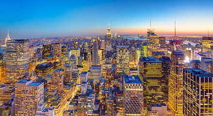 Image showing New York City Manhattan downtown skyline.