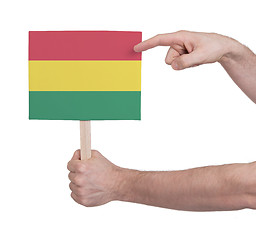 Image showing Hand holding small card - Flag of Bolivia