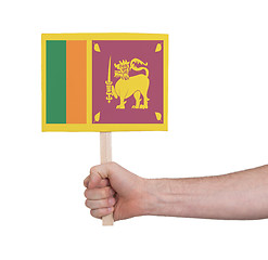 Image showing Hand holding small card - Flag of Sri Lanka