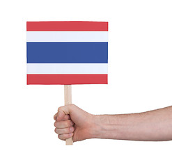 Image showing Hand holding small card - Flag of Thailand