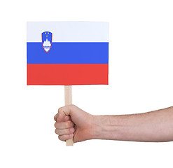 Image showing Hand holding small card - Flag of Slovenia