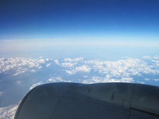 Image showing blue sky and clouds from plane