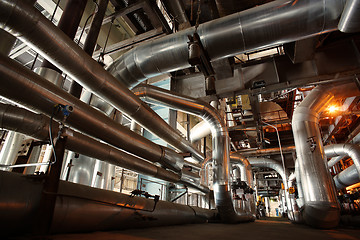 Image showing Industrial zone, Steel pipelines, valves and pumps