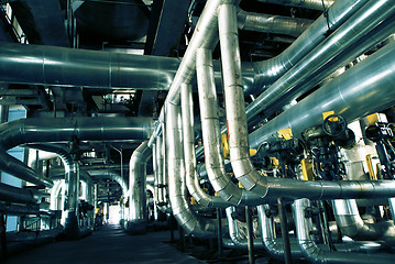 Image showing Industrial zone, Steel pipelines, valves and pumps