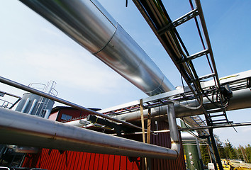 Image showing Industrial zone, Steel pipelines and valves