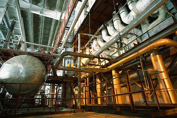 Image showing Industrial zone, Steel pipelines, valves and pumps