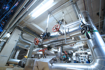 Image showing Industrial zone, Steel pipelines, valves and pumps