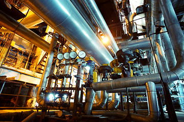 Image showing Industrial zone, Steel pipelines, valves and pumps