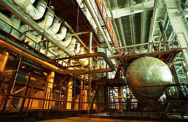 Image showing Industrial zone, Steel pipelines, valves and pumps