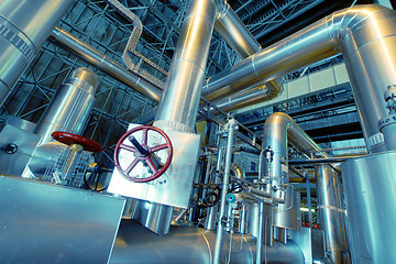 Image showing Industrial zone, Steel pipelines, valves and pumps