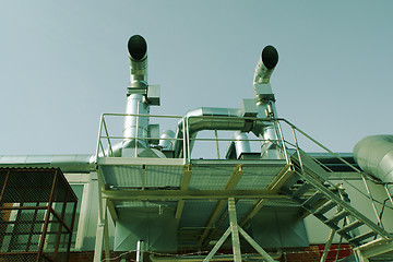 Image showing Industrial zone, Steel pipelines, valves and pumps