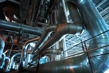 Image showing Industrial zone, Steel pipelines, valves and pumps