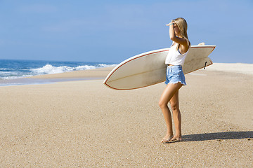 Image showing Surfer girl