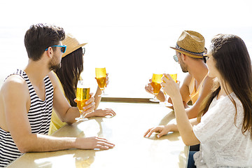 Image showing Friends drinking a cold beer