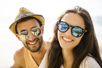 Image showing Friends at the beach bar