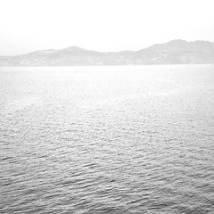 Image showing greece from the boat  islands in mediterranean sea and sky