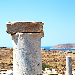 Image showing archeology  in delos greece the historycal acropolis and old rui