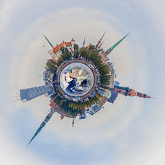 Image showing Riga old town skyline tiny planet