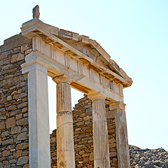 Image showing archeology  in delos greece the historycal acropolis and old rui