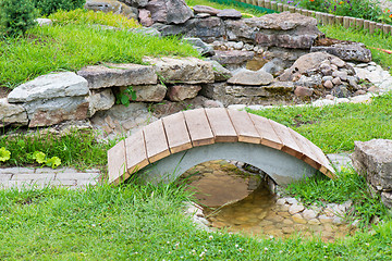 Image showing Alpine garden with green grass