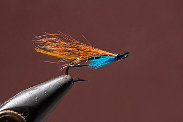 Image showing Blue and orange fishing fly