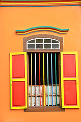 Image showing Colorful windows and details on a colonial house in Little India