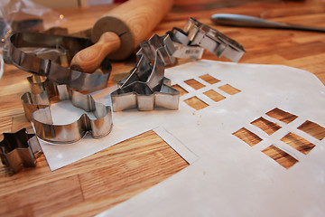 Image showing Gingerbread house baking