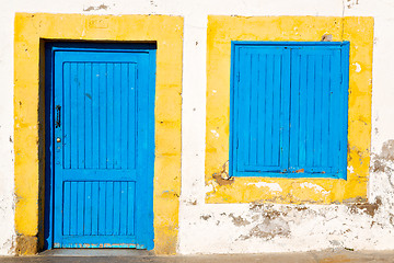 Image showing old door in morocco africa ancien and   blue yellow
