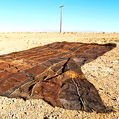 Image showing carpet  in   valley  morocco  africa the atlas dry mountain util