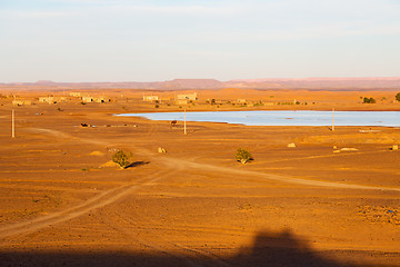 Image showing sunshine in the lake yellow  morocco sand and     