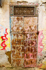 Image showing old door in morocco  ancien   wall   brown