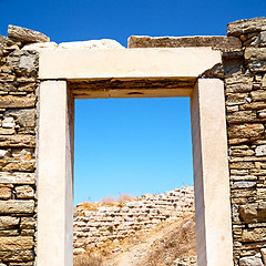 Image showing archeology  in delos greece the historycal acropolis and old rui