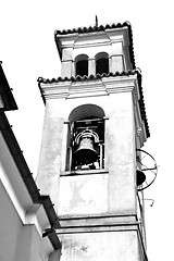 Image showing ancien clock tower in italy europe old  stone and bell